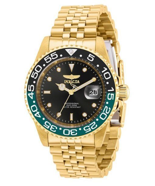 Invicta Pro Diver Gold Tone Stainless Steel Black Dial Quartz Diver's 36043 200M Men's Watch