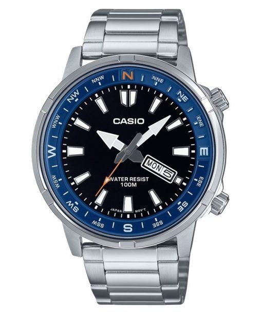 Casio Standard Analog Stainless Steel Black Dial Quartz MTD-130D-1A2V 100M Men's Watch