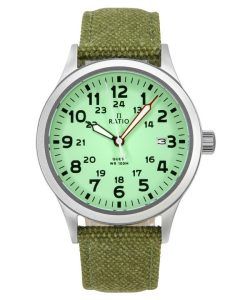 Ratio Quest Men's Field Watch Sapphire Canvas Strap Quartz RTQ021 100M Lewis And Clark Edition