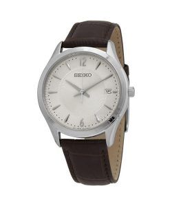 Seiko Nobel Discover More Leather Strap Beige Dial Quartz SUR421P1 100M Men's Watch