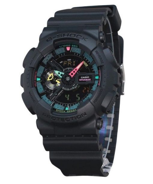 Casio G-Shock Analog Digital Multi Fluorescent Accents Series Resin Strap Black Dial Quartz GA-110MF-1A 200M Men's Watch