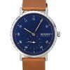 Skagen Kuppel Brown Leather Strap Blue Dial Quartz SKW6888 Men's Watch