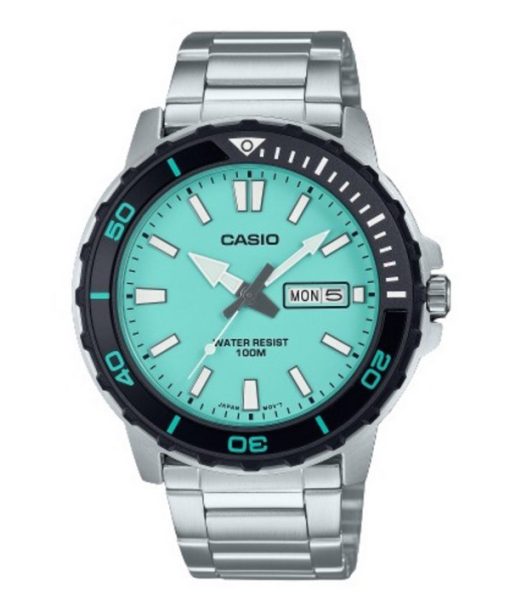 Casio Standard Analog Stainless Steel Turquoise Dial Quartz MTD-125D-2A2V 100M Men's Watch