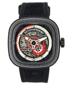 Sevenfriday P-Series Ruby Carbon Grey And Red Skeleton Dial Automatic PS3/02 SF-PS3-02 100M Men's Watch