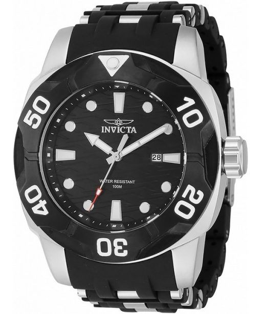 Invicta Sea Spider Stainless Steel And Polyurethane Strap Black Dial Quartz 44116 100M Men's Watch