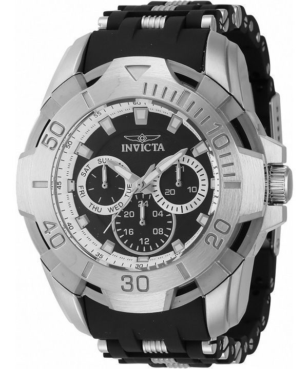 Invicta Sea Spider Stainless Steel And Polyurethane Strap Black Dial ...