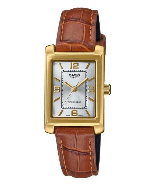 Casio Standard Analog Brown Leather Strap Silver Dial Quartz LTP-1234GLL-7A Women's Watch