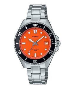 Casio Standard Analog Stainless Steel Orange Dial Quartz MDV-10D-4A1V Men's Watch