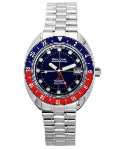 Bulova Oceanographer GMT Stainless Steel Blue Dial Automatic Divers 96B405 200M Mens Watch