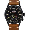 Iron Annie Flight Control Dual Time Leather Strap Black Dial Quartz 51442 Men's Watch