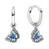 Pandora Blue Butterfly Hoop Earrings Sterling Silver 290778C01 For Women