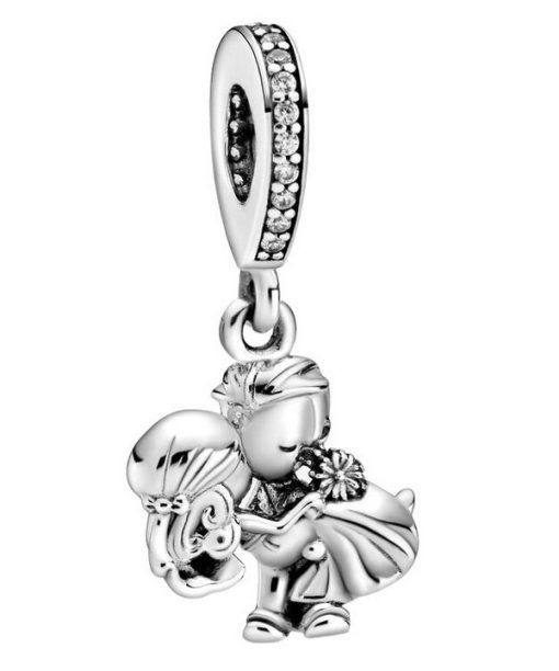 Pandora Married Couple Sterling Silver Dangle Charm With Clear Cubic Zirconia 798896C01 For Women