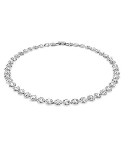 Swarovski Una Angelic Clear Crystals And Rhodium Plated Tennis Necklace 5117703 For Women