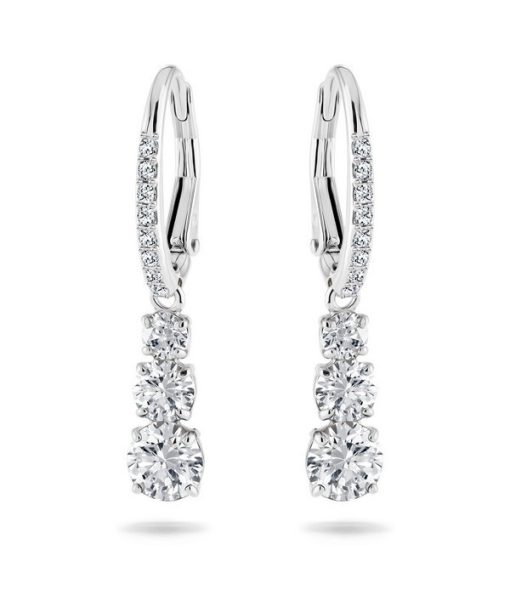 Swarovski Stilla Attract Rhodium Plated And Zirconia Hoop Earrings 5416155 For Women