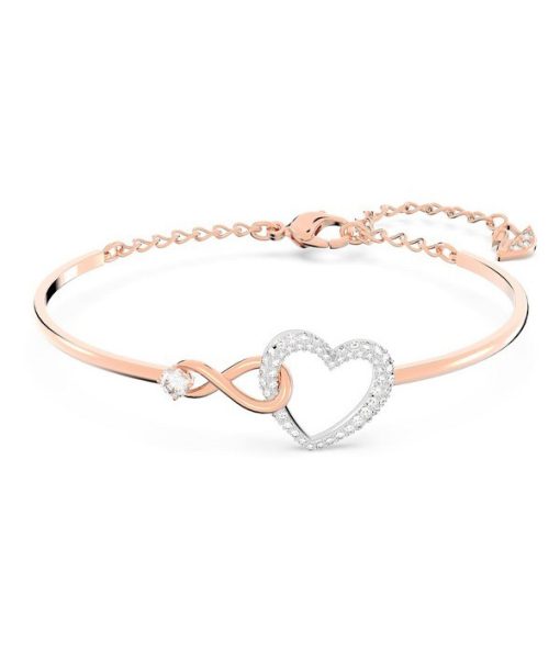 Swarovski Hyperbola Infinity And Heart Mixed Metal Finish And Zirconia Bangle 5518869 For Women