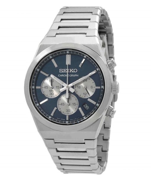 Seiko Sport Chronograph Stainless Steel Blue Dial Quartz SSB453P1 100M Men's Watch