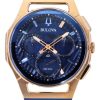 Bulova Marc Anthony CURV Chronograph Rubber Strap Blue Dial Quartz 97A185 Men's Watch