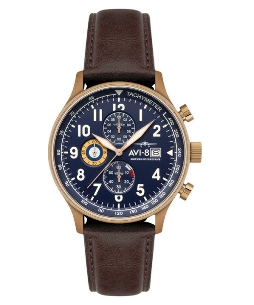 AVI-8 Hawker Hurricane Classic Chronograph Leather Strap Admiral Blue Dial Quartz AV-4011-0O Men's Watch