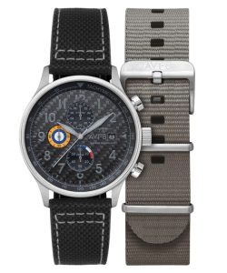 AVI-8 Hawker Hurricane Classic Chronograph Carbon Fiber Black Dial Quartz AV-4011-0W Men's Watch With Extra Strap