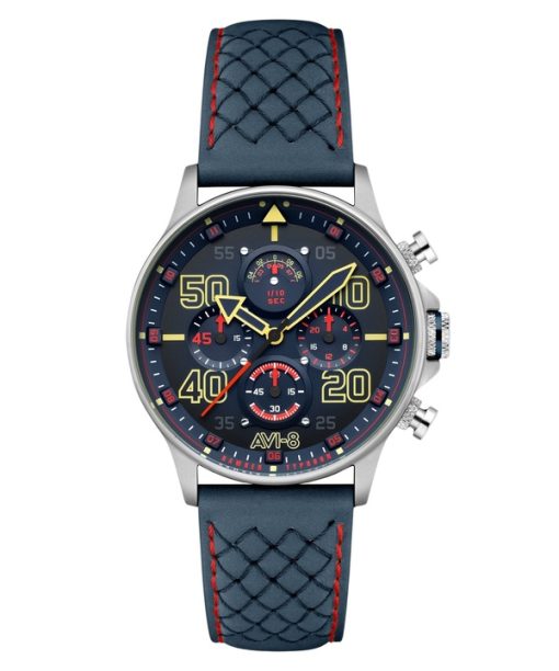 AVI-8 Hawker Typhoon Coningham Chronograph Rumbold Leather Strap Blue Dial Quartz AV-4093-0C Men's Watch