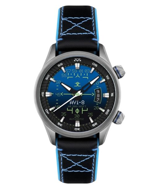 AVI-8 Hawker Harrier HUD Leather Strap Gradient Blue Dial Automatic AV-4117-01 Men's Watch