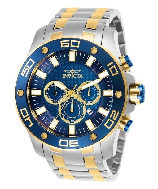 Invicta Pro Diver Scuba Chronograph Two Tone Stainless Steel Blue Dial Quartz 26082 100M Mens Watch