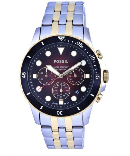 Refurbished Fossil FB-01 Chronograph Two Tone Stainless Steel Red Dial Quartz FS5881 100M Men's Watch