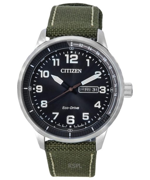 Refurbished Citizen Urban Eco-Drive Green Nylon Strap Black Dial BM8590-10E 100M Men's Watch