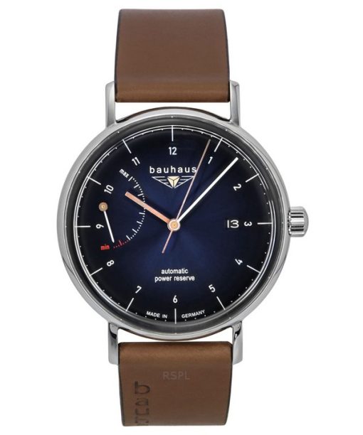 Bauhaus Classic Leather Strap Dark Blue Dial Automatic 21603 Men's Watch