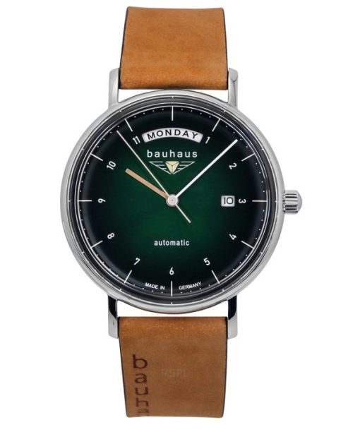 Bauhaus Classic Leather Strap Dark Green Dial Automatic 21624 Men's Watch