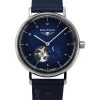 Bauhaus Classic Blue Leather Strap Dark Blue Open Heart Dial Automatic 21663 Men's Watch