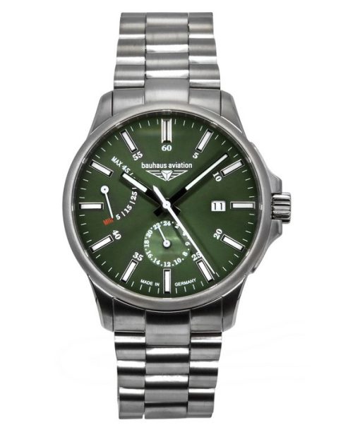 Bauhaus Aviation Titanium Dark Green Dial Automatic 2860M4 100M Men's Watch