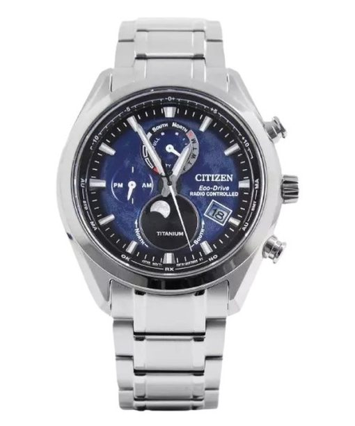 Citizen Tsuku-yomi Chronograph Moon Phase Super Titanium Blue Dial Eco-Drive BY1010-81L 100M Mens Watch