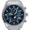 Citizen Radio Controlled Moon Phase Super Titanium Green Dial Eco-Drive BY1010-81X 100M Mens Watch