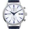 Citizen Eco-Drive Chronograph Leather Strap White Dial CA7069-16A Mens Watch