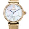 Citizen L Series Diamond Accent Leather Strap White Mother Of Pearl Dial Eco-Drive EM1073-18D Womens Watch