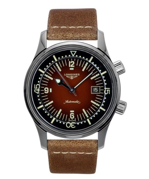 Longines Legend Diver Leather Strap Brown Dial Automatic L3.774.4.60.2 300M Men's Watch