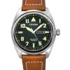 Citizen Eco-Drive Super Titanium Leather Strap Green Dial BM8560-11X 100M Men's Watch